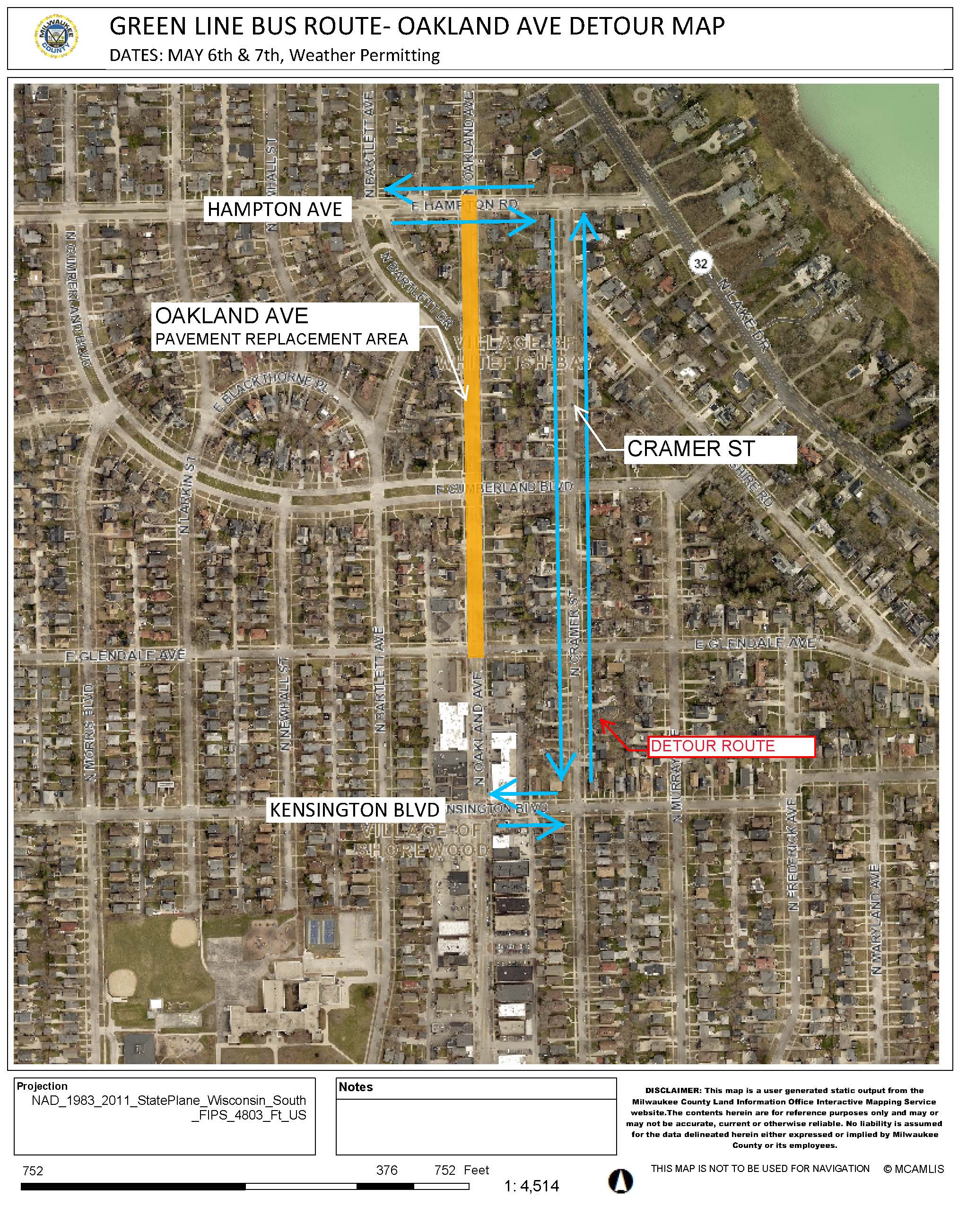 Bus Detour Route May 6-7